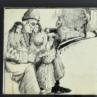 фото — иллюстрация «дед и внучки». гудиашвили, 1916 год